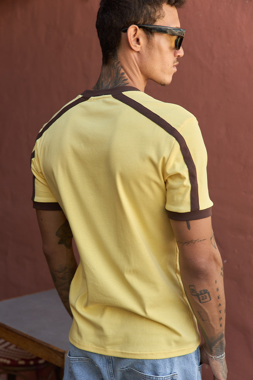 MARK SHORT SLEEVE T-SHIRT - YELLOW/CHOC - MARKSHORTSLEEVET-SHIRT-YELLOW_CHOC-4