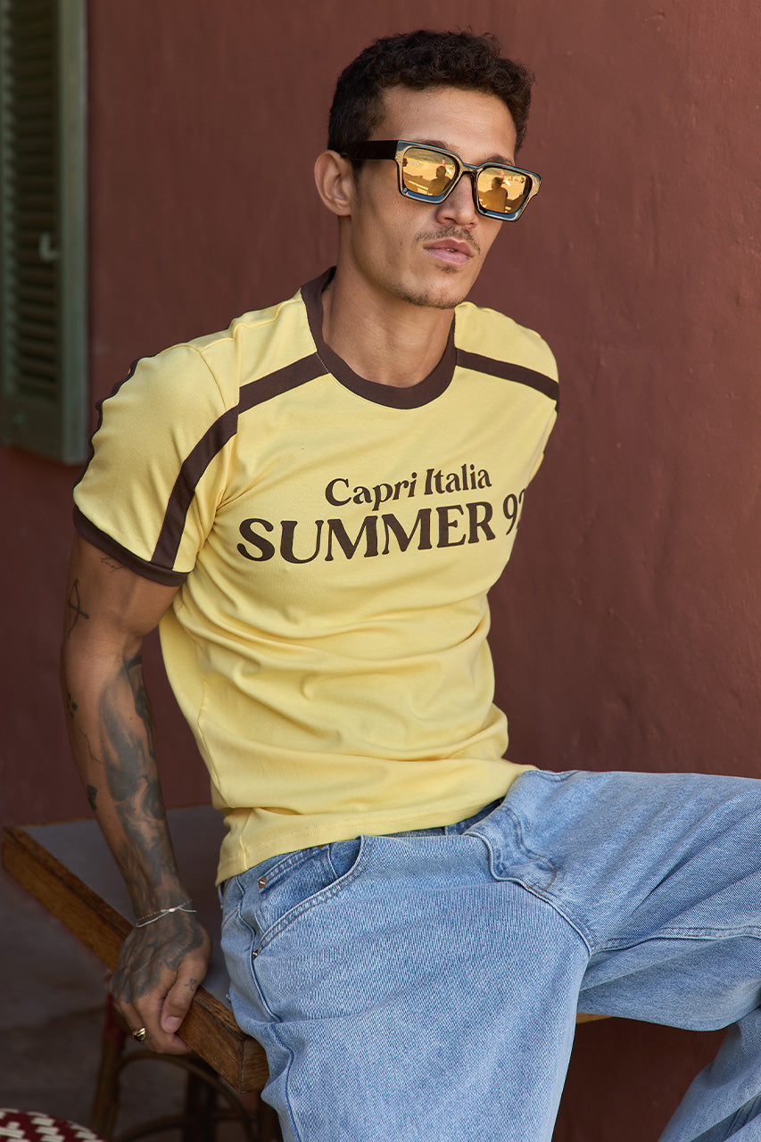 MARK SHORT SLEEVE T-SHIRT - YELLOW/CHOC - MARKSHORTSLEEVET-SHIRT-YELLOW_CHOC