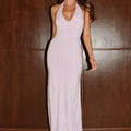MARLENI V-NECK HALTER MAXI DRESS - PINK