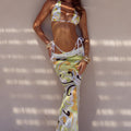 CYRUS LOW WAIST SHEER MAXI SKIRT - PELICANO MULTI