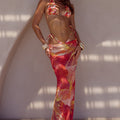 CYRUS LOW WAIST SHEER MAXI SKIRT - KIARA PEACH
