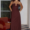 MARTHA STRAPLESS MAXI DRESS - CHOCOLATE