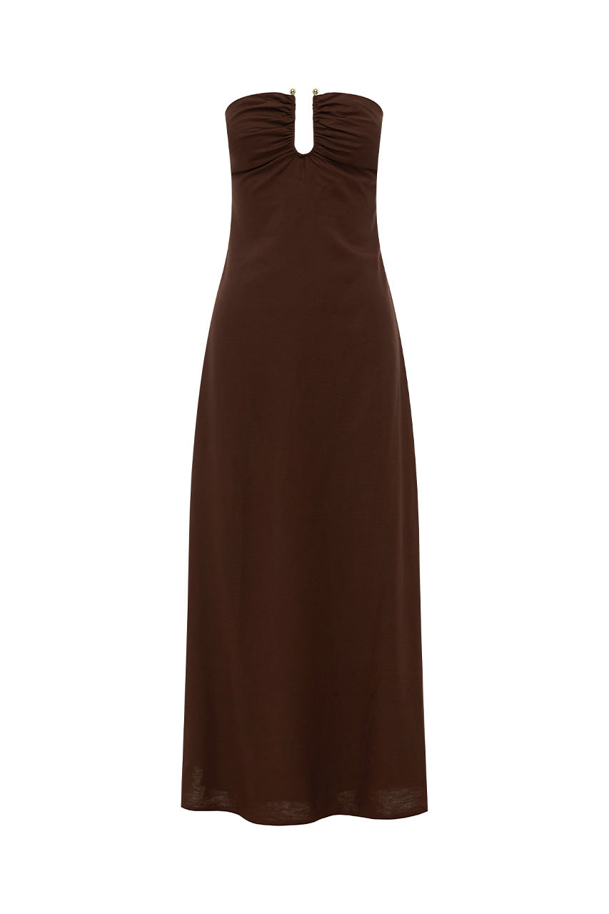 MARTHA STRAPLESS MAXI DRESS - CHOCOLATE - MARTHASTRAPLESSMAXIDRESS-CHOCOLATE-4