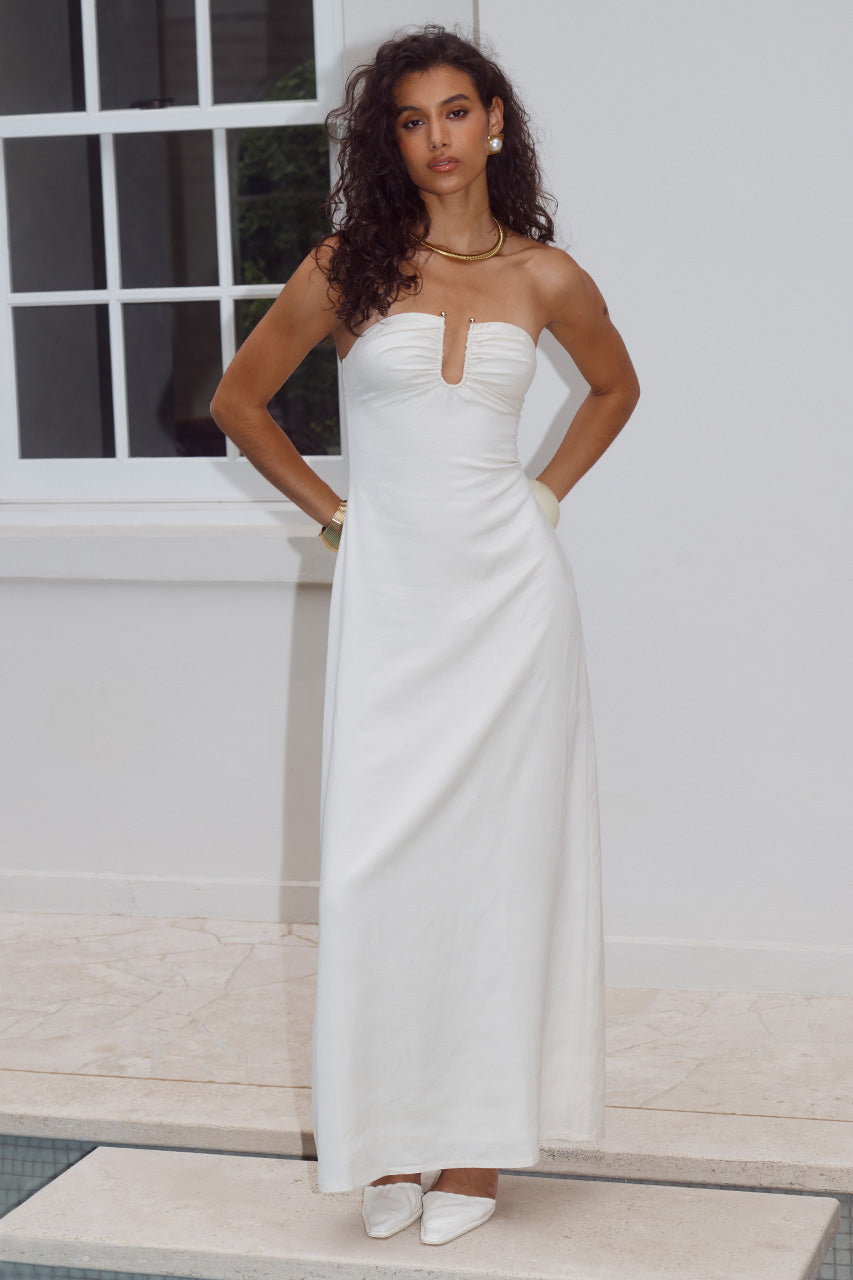 MARTHA STRAPLESS MAXI DRESS - WHITE