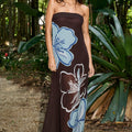 MARTI STRAPLESS MAXI DRESS - MILONI CHOC/BLUE