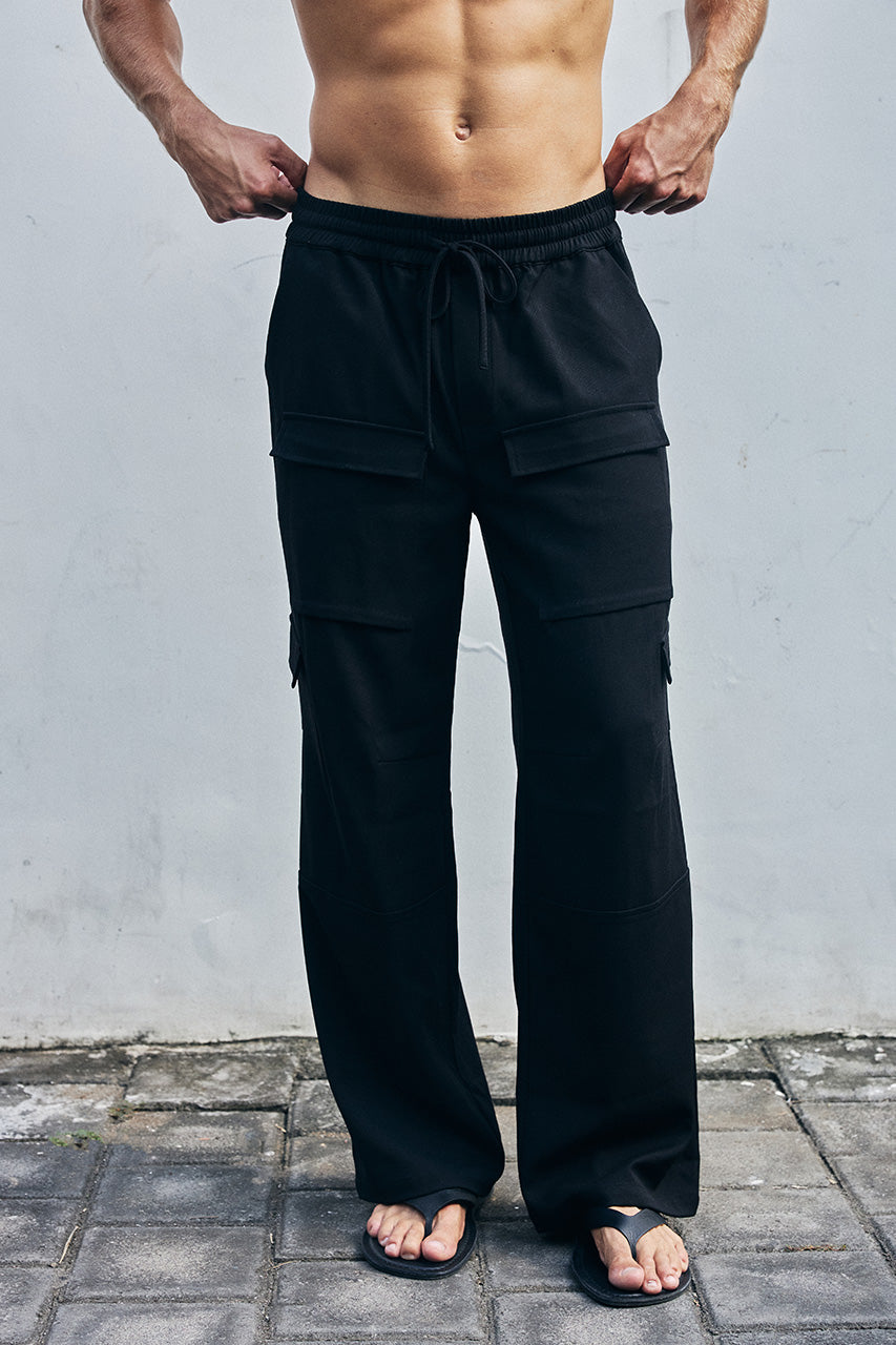 MARVEY WIDE LEG CARGO PANT - BLACK - MARVEYWIDELEGCARGOPANT-BLACK