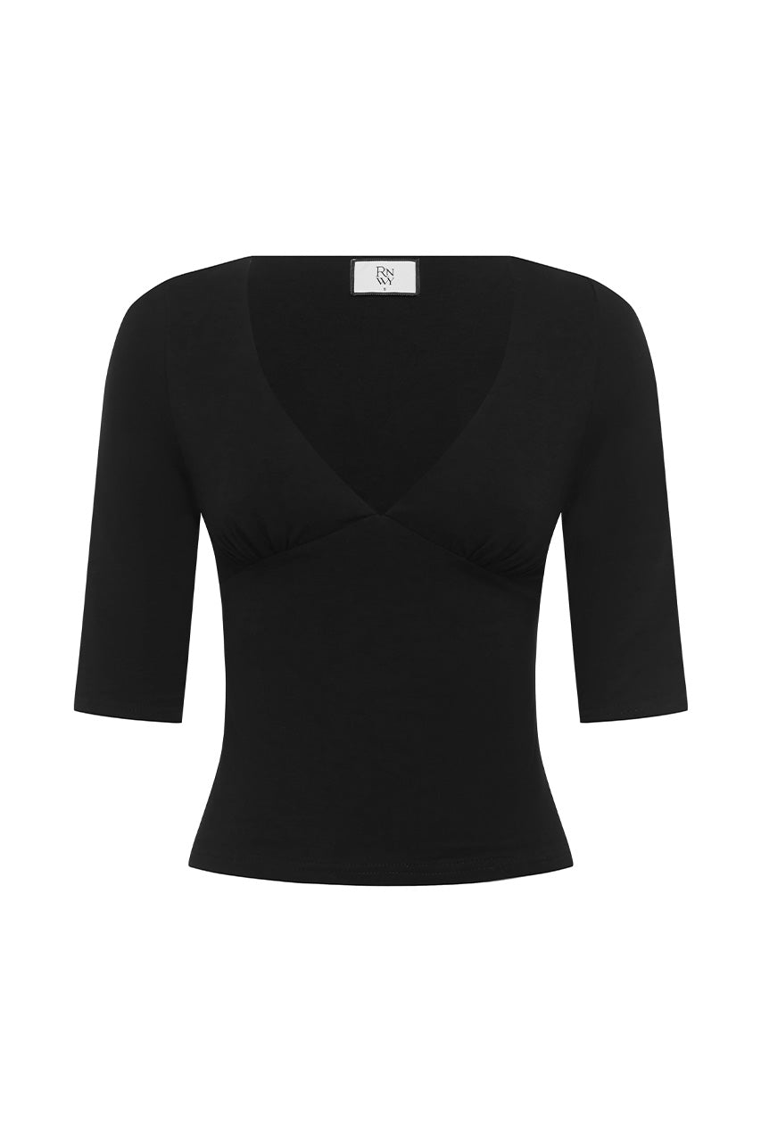 MATIAH V-NECK TOP - BLACK - MATIAHV-NECKTOP-BLACK