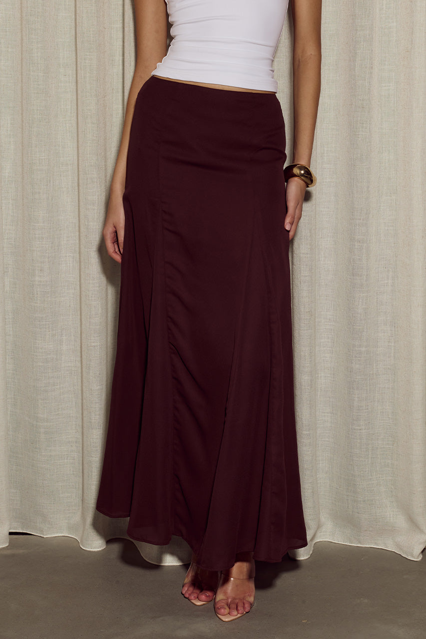MALIKA LOW RISE MAXI SKIRT - BITTER CHOCOLATE - MAUISCOOPNECKTANK-WHITEXMALIKALOWRISEMAXISKIRT-BITTERCHOCOLATE-3