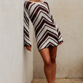 MAZIE LONG SLEEVE KNIT MINI DRESS - CHOCOLATE/BUTTER CREAM