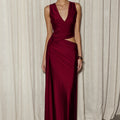 MAZINI DEEP PLUNGE MAXI DRESS - BERRY
