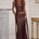 MAZINI DEEP PLUNGE MAXI DRESS - BITTER CHOCOLATE
