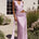 MAZINI DEEP PLUNGE MAXI DRESS - MUSK