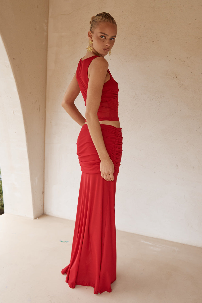 MEILA MAXI SKIRT - CHERRY - MEILATOPXMEILAMAXISKIRTCHERRY_1_28f03f5d-72fe-4e6b-9c51-900efa2ae676