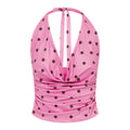 MELODY HALTER COWL TOP - MUSK/CHOC POLKA