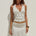 MELODY HALTER COWL TOP - CREAM/BLACK POLKA