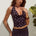 MELODY HALTER COWL TOP - BLACK/WHITE POLKA