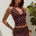 MELODY HALTER COWL TOP - CHOC/LEMON POLKA