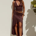 MELODY FLOUNCE MIDI SKIRT - CHOC/LEMON POLKA
