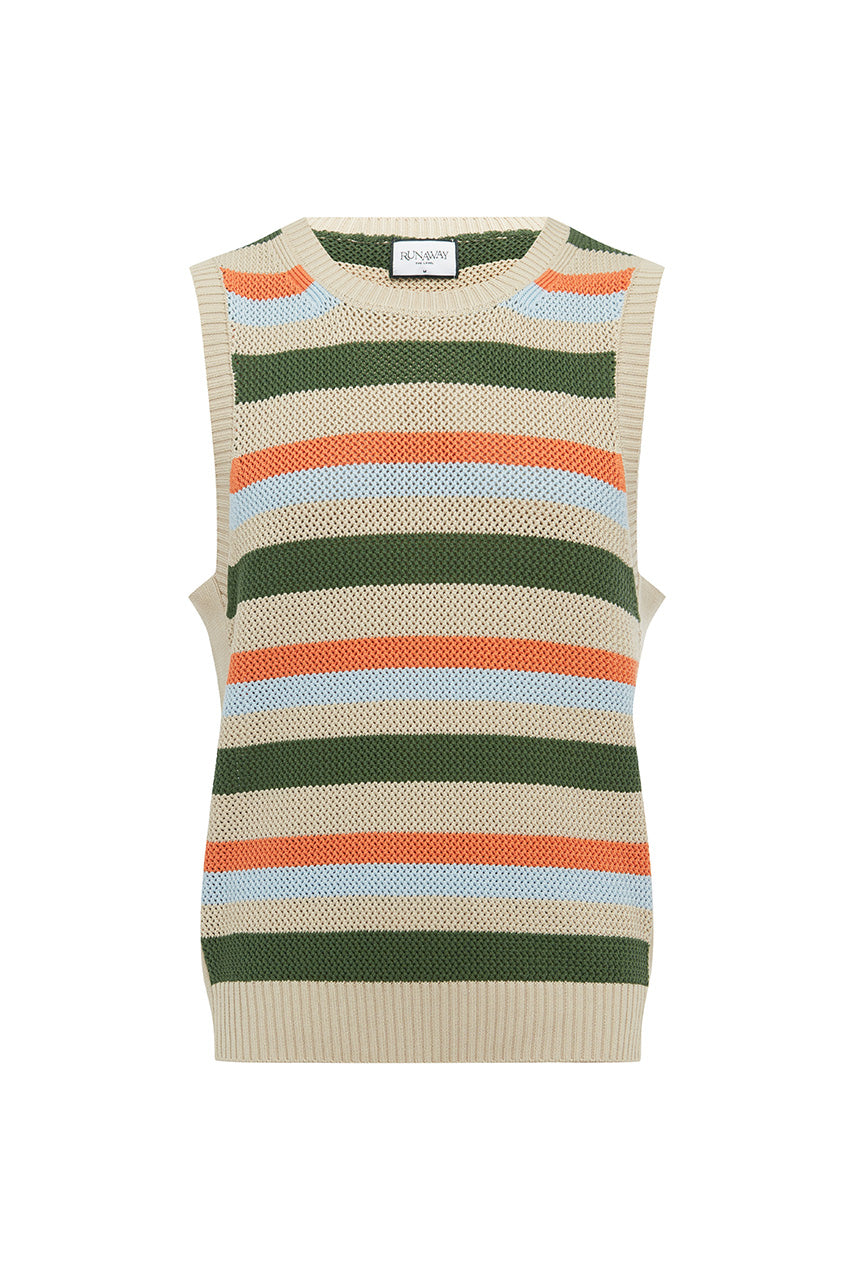 MICHELO KNIT TANK - KHAKI MULTI - MICHELOKNITTANK-KHAKIMULTI