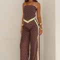 MILANI RELAXED SATIN PANT - CHOC/LEMON POLKA