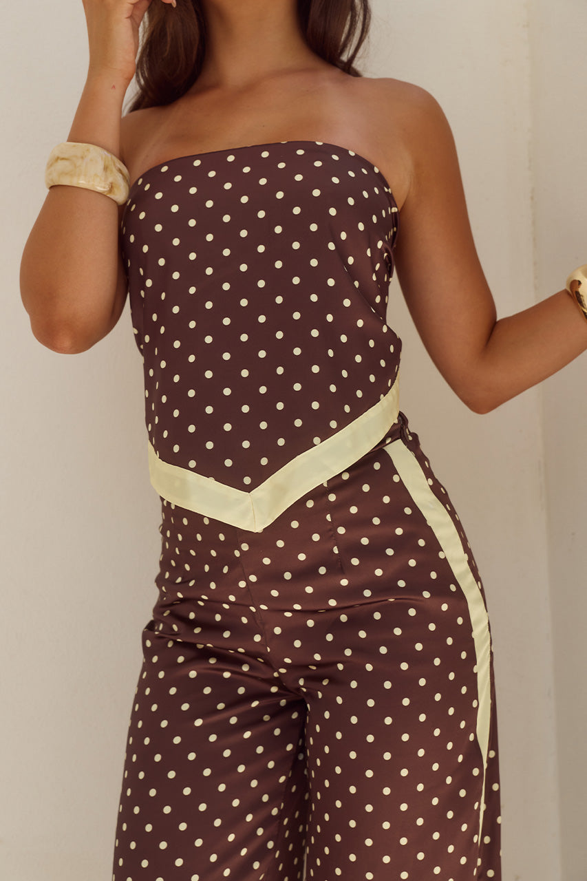 MILANI SATIN SCARF TOP - CHOC/LEMON POLKA - MILANISATINSCARFTOPXMILANIRELAXEDSATINPANT-CHOCLEMONPOLKA-04