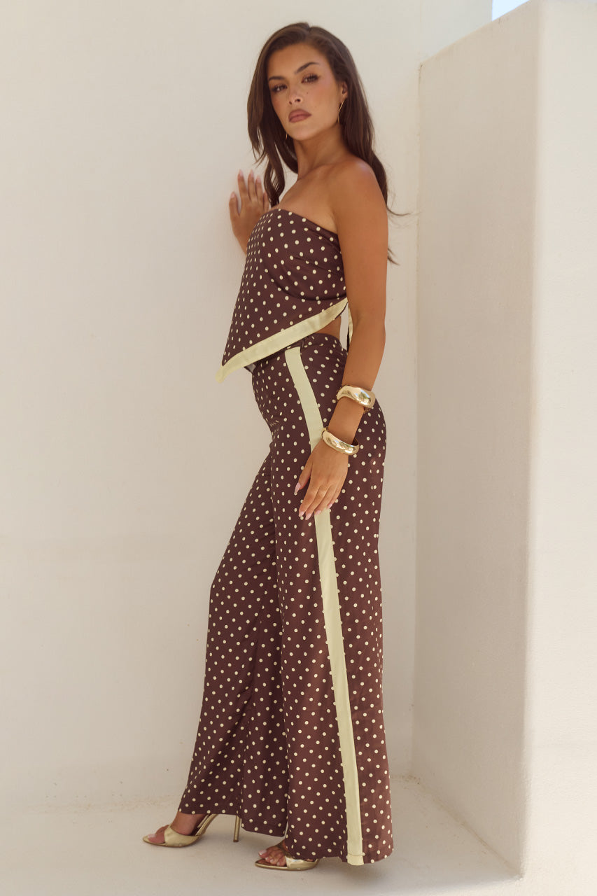 MILANI RELAXED SATIN PANT - CHOC/LEMON POLKA - MILANISATINSCARFTOPXMILANIRELAXEDSATINPANT-CHOCLEMONPOLKA-05