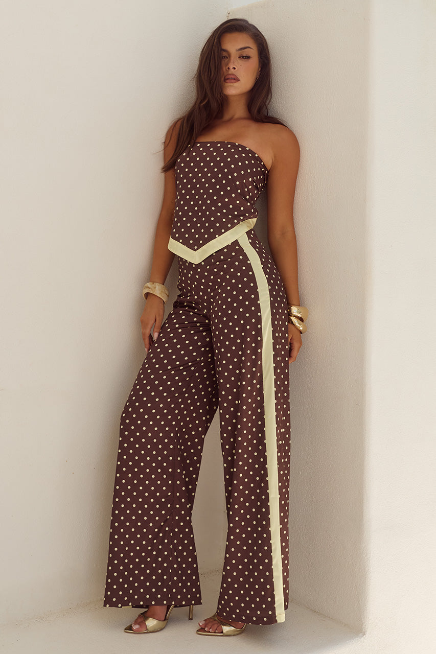 MILANI RELAXED SATIN PANT - CHOC/LEMON POLKA - MILANISATINSCARFTOPXMILANIRELAXEDSATINPANT-CHOCLEMONPOLKA-12