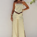 MILANI RELAXED SATIN PANT - LEMON/CHOC POLKA