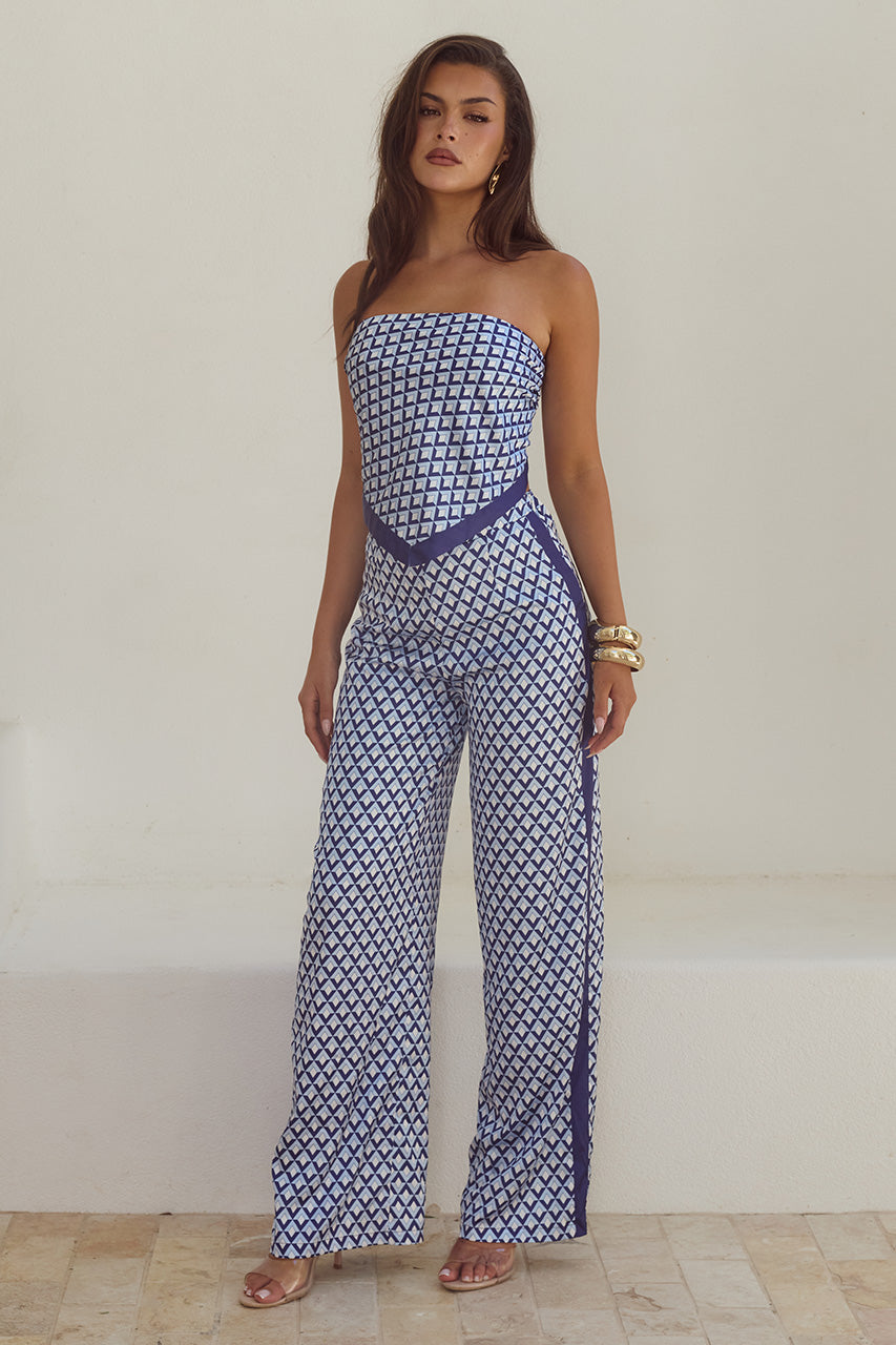 MILANI RELAXED SATIN PANT - NAVY GEO XXL - MILANISCARFTOPXMILANISATINPANTS-NAVYGEO