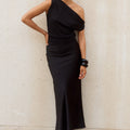 MILA OFF SHOULDER COWL MAXI DRESS - BLACK