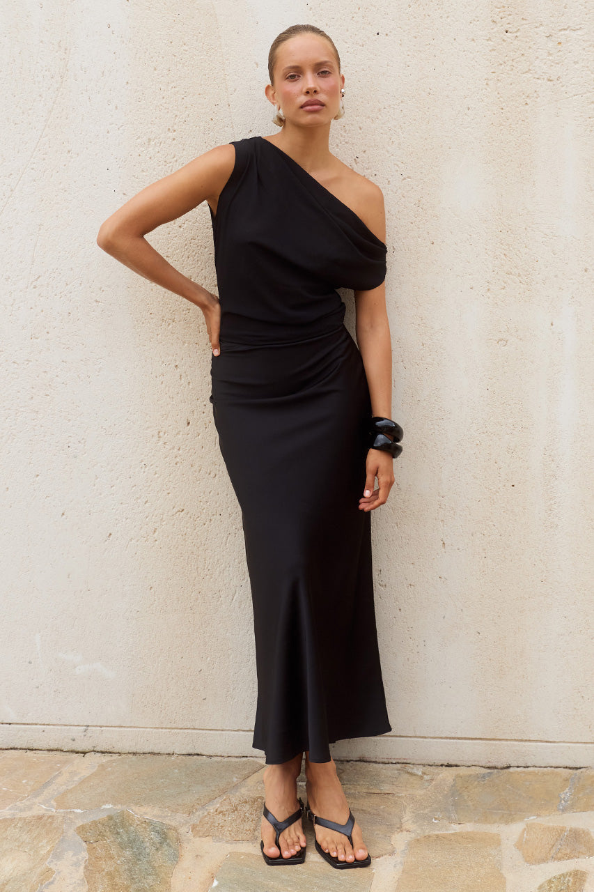 MILA OFF SHOULDER COWL MAXI DRESS - BLACK XXL - MILAOFFSHOULDERCOWLMAXIDRESS-BLACK-4