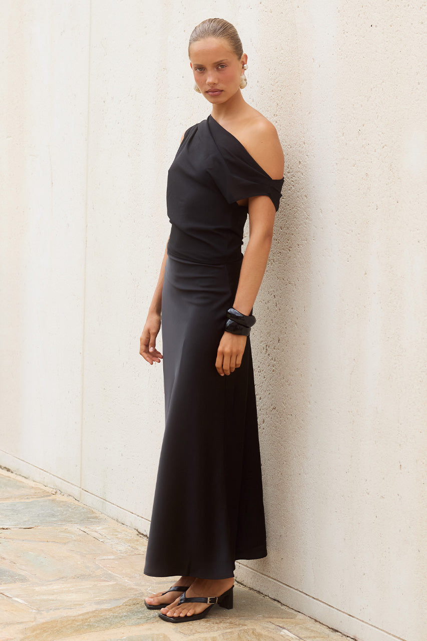 MILA OFF SHOULDER COWL MAXI DRESS - BLACK - MILAOFFSHOULDERCOWLMAXIDRESS-BLACK
