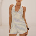 MILA TIE BACK HALTER TOP - MILA WHITE