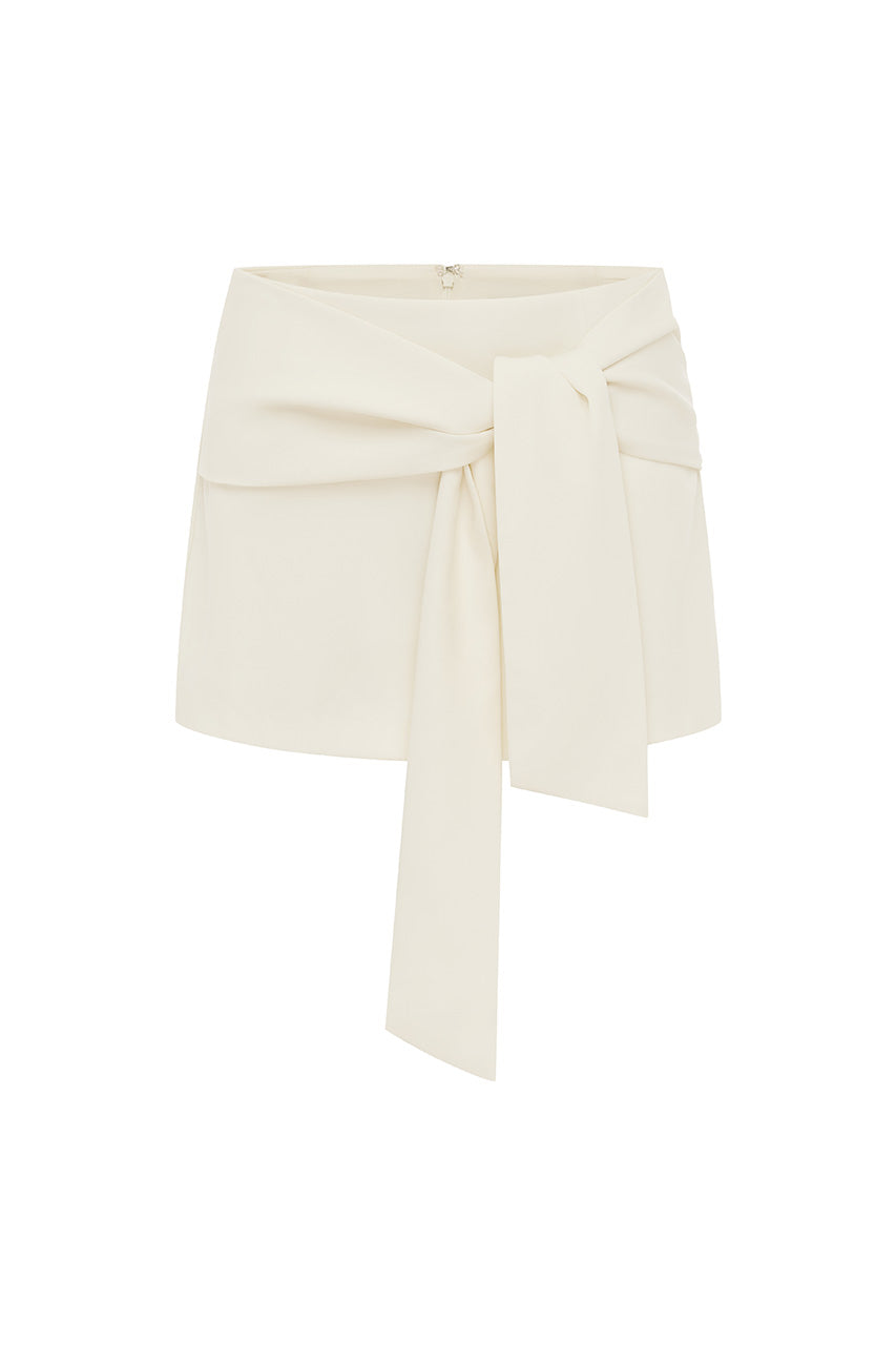 MINDI FRONT TIE SKORT - VANILLA - MINDIFRONTTIESKORT-VANILLA