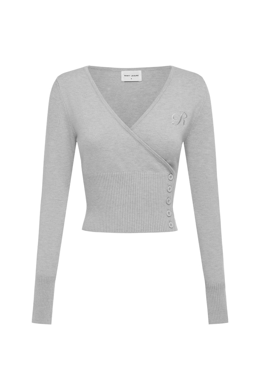 MIRA WRAP RIBBED TOP - GREY - MIRAWRAPRIBBEDTOP-GREY