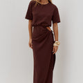 MONA CUT OUT MAXI DRESS - CHOCOLATE
