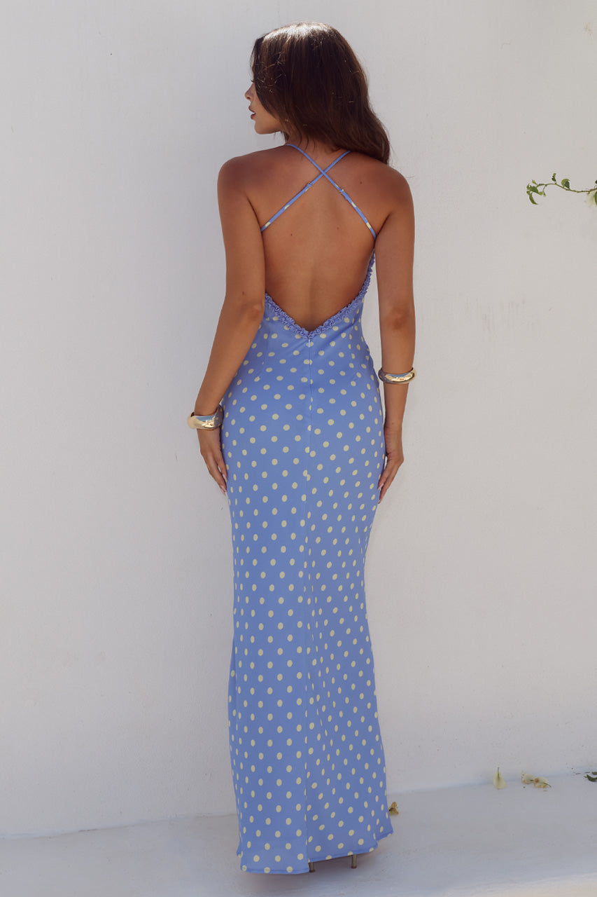 MONET CROSS BACK MAXI DRESS - PERIWINKLE/LEMON POLKA - MONETCROSSBACKMAXIDRESS-PERIWINKLELEMONPOLKA-5