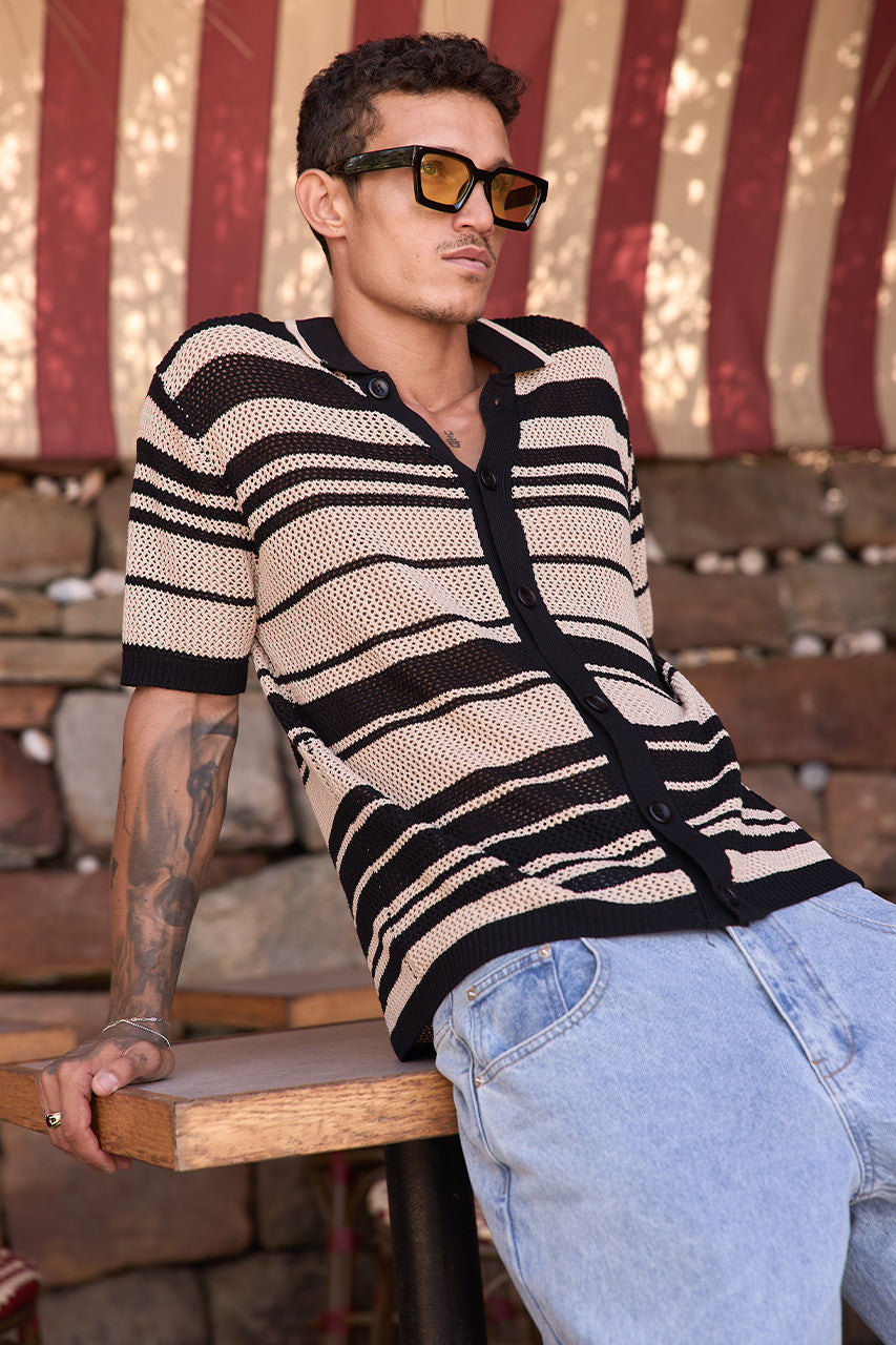 MONROE TOP - BLACK/SAND STRIPE - MONROESHIRT-BLACK_SANDSTRIPE-1
