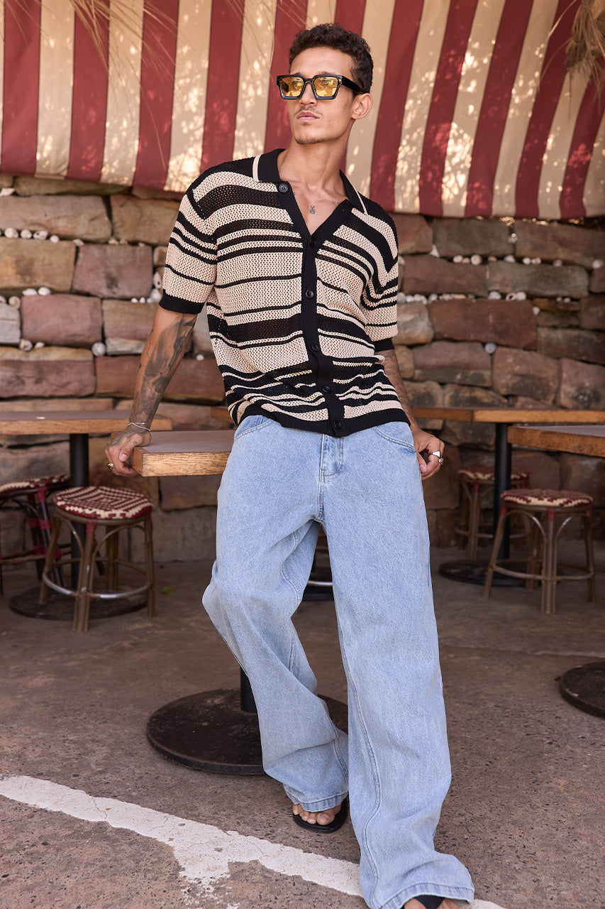 MONROE TOP - BLACK/SAND STRIPE - MONROESHIRT-BLACK_SANDSTRIPE