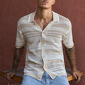 MONROE SHORT SLEEVE KNIT TOP - SAND/WHITE STRIPE