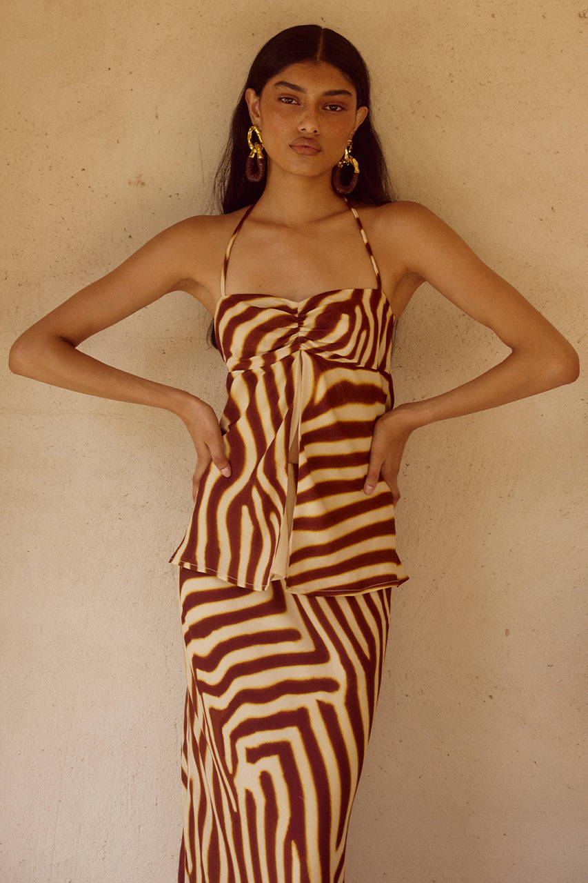 MONTIE HALTER TOP - MONTIE CHOC XXL - MONTIE-TOP-MONTIE-PRINT-x-MONTI-MAXI-SKIRT-MONTIE-PRINT-_1