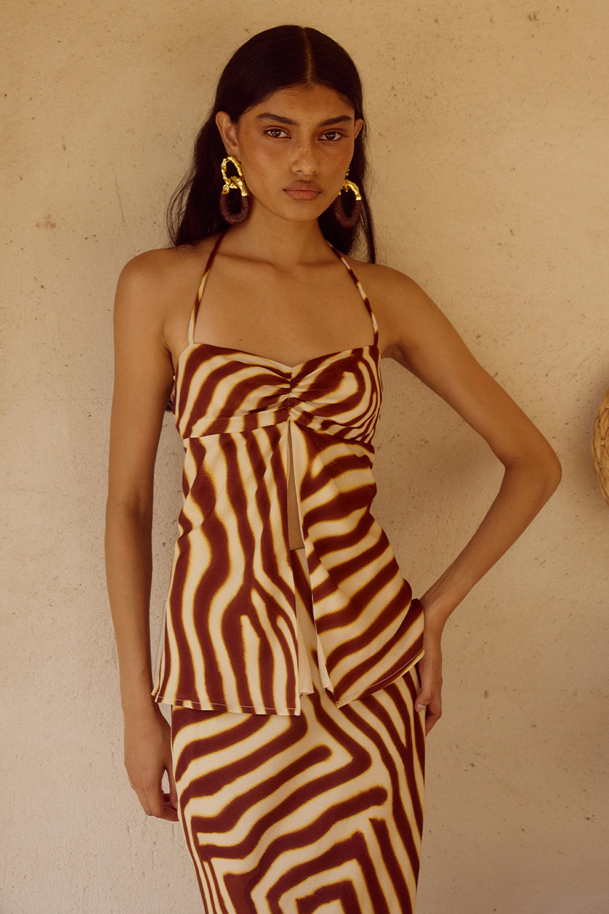 MONTIE HALTER TOP - MONTIE CHOC - MONTIE-TOP-MONTIE-PRINT-x-MONTI-MAXI-SKIRT-MONTIE-PRINT-_2_2