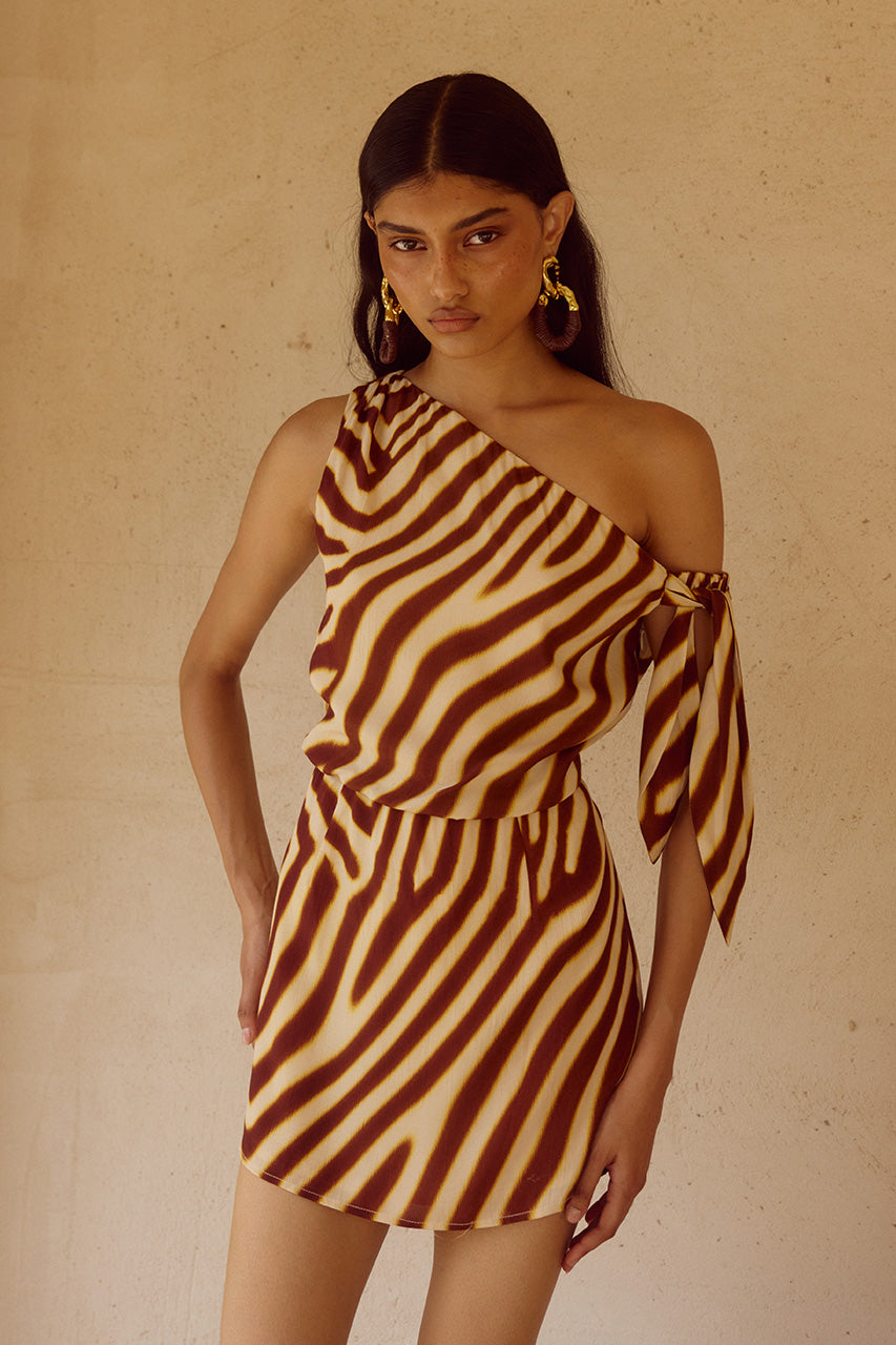 MONTIE OFF SHOULDER MINI DRESS - MONTIE CHOC XXL - MONTIEMINIDRESSMONTIEPRINT_2