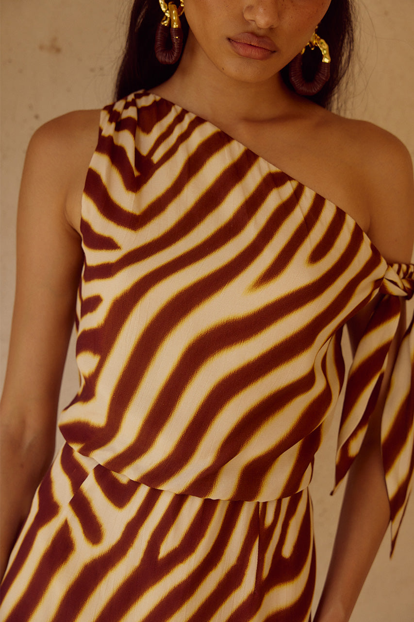 MONTIE OFF SHOULDER MINI DRESS - MONTIE CHOC - MONTIEMINIDRESSMONTIEPRINT_4