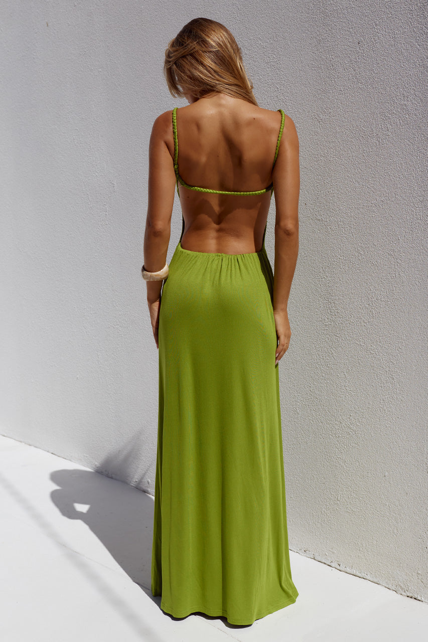 MYLA BRAIDED CUT OUT MAXI DRESS - KIWI