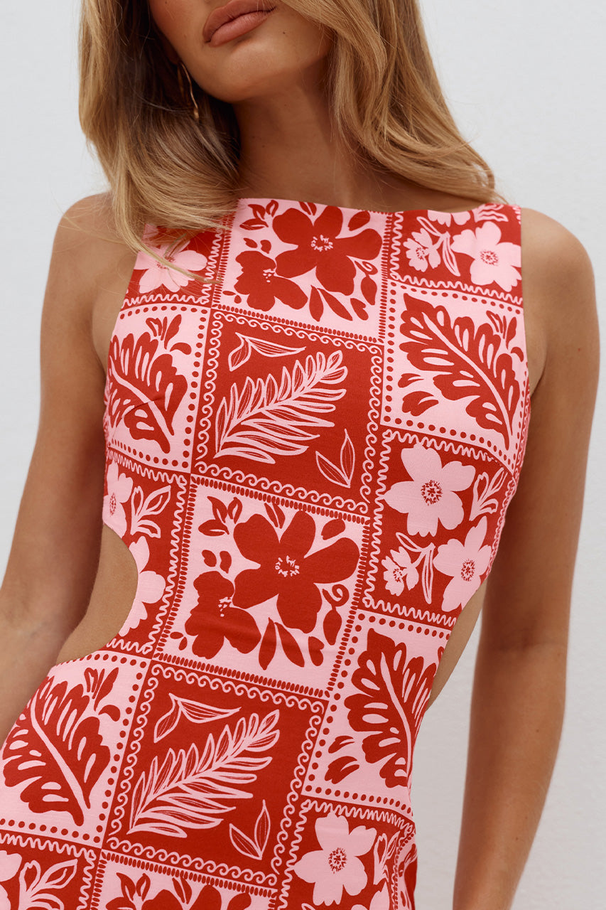 MYRA CUT OUT MINI DRESS - AMIRA RED PINK - MYRACUTOUTMINIDRESS-AMIRAREDPINK-4