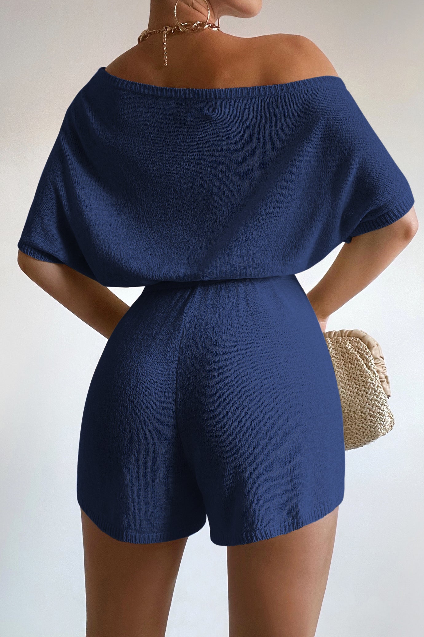 MIAMI KNIT PLAYSUIT - STEEL