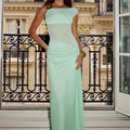 NAELLE ONE SHOULDER MAXI DRESS - KEY LIME
