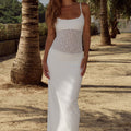 NATALIE SCOOP LACE MAXI DRESS - WHITE