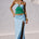 NAYA HIGH SLIT MAXI SKIRT - BLUE